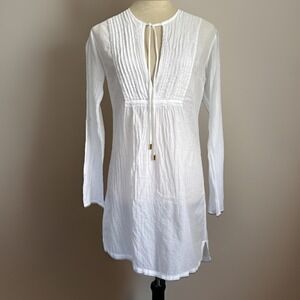Heidi Klein White Cotton Tunic Dress Women's Sz 1 Small Resortwear‎ Beach Cover